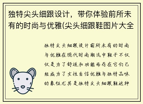 独特尖头细跟设计，带你体验前所未有的时尚与优雅(尖头细跟鞋图片大全)