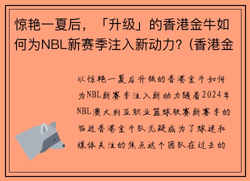 惊艳一夏后，「升级」的香港金牛如何为NBL新赛季注入新动力？(香港金牛是多少钱)